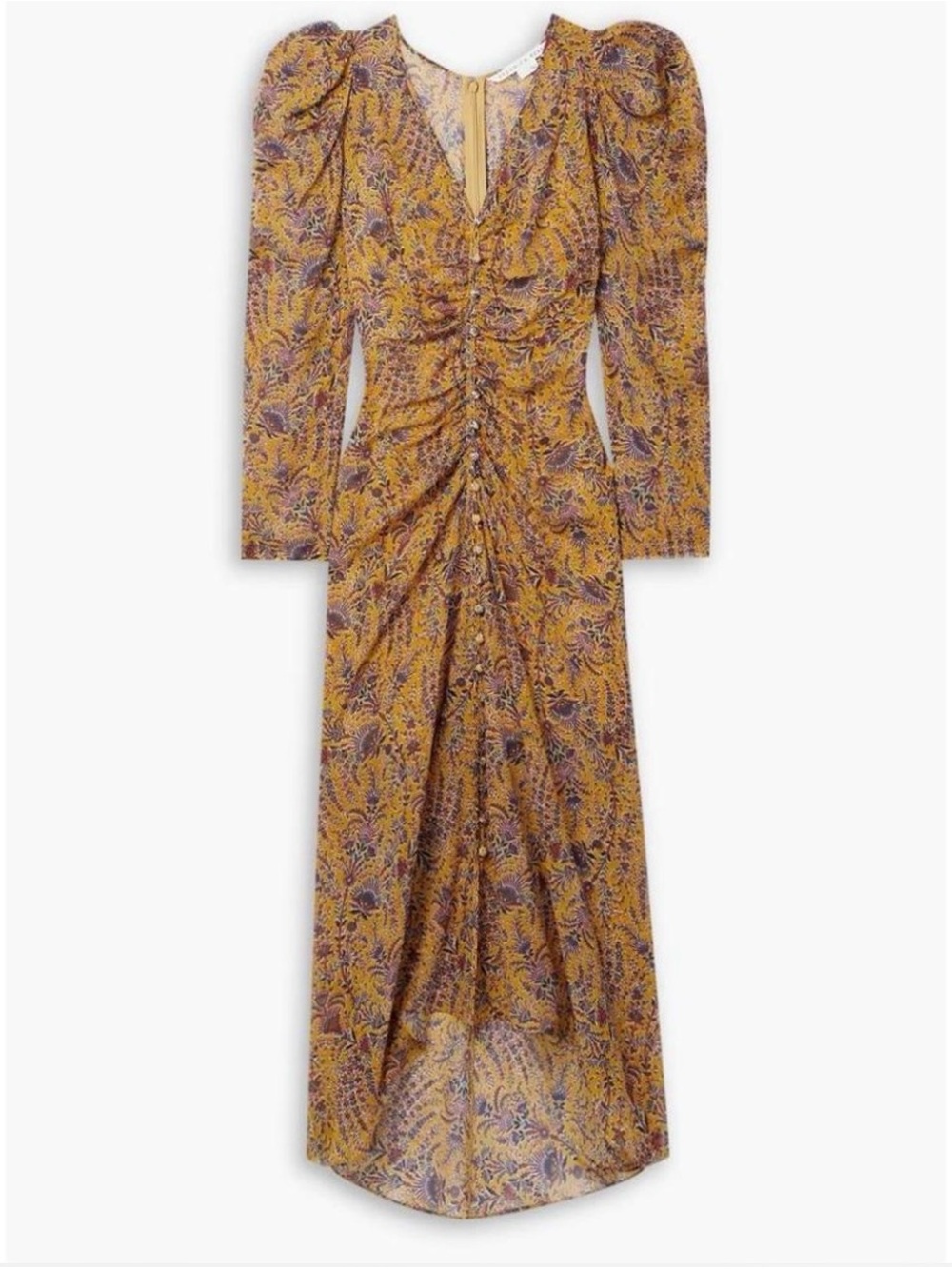Veronica Beard Mustard & Purple Floral Maxi Dress